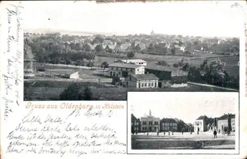 Ak Oldenburg in Holstein, Gesamtansicht, Platz