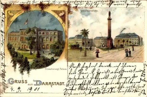 Litho Darmstadt in Hessen, Großherzogliches Palais, Louisenplatz