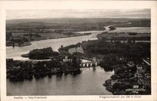 Ak Nedlitz Potsdam, Neu-Fahrland, Fliegeraufnahme aus 200 m Höhe, Brücke