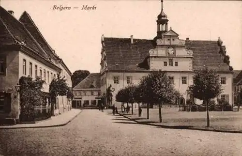 Ak Belgern in Sachsen, Markt, Ratskeller, Roland