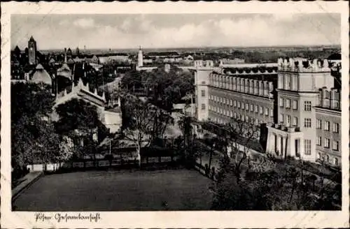 Ak Bydgoszcz Bromberg Westpreußen, Theaterplatz mit Straßenbahn