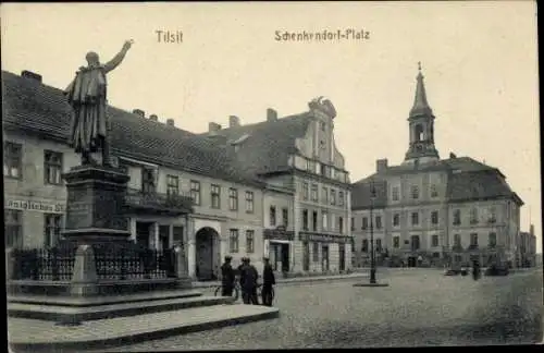 Ak Sowjetsk Tilsit Ostpreußen, Schenkendorf Platz, Denkmal