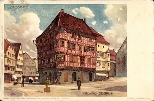 Künstler Litho Mutter, K., Mosbach im Neckar Odenwald Kreis, Palm'sches Haus, Straßenansicht