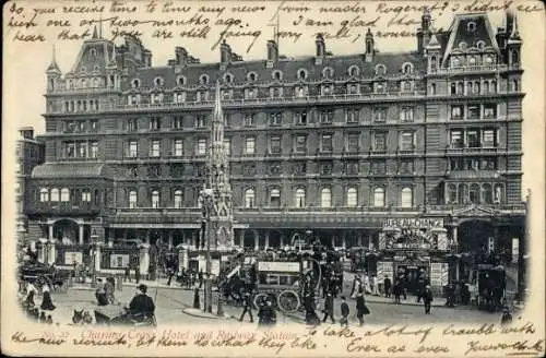 Ak London City England, Charing-Cross-Hotel, Bahnhof