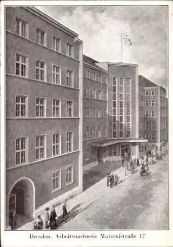 Ak Dresden Wilsdruffer Vorstadt, Jahresschau deutscher Arbeit 1927, Arbeitsnachweis Maternistraße