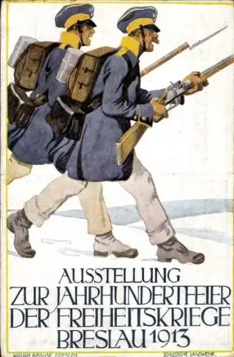 Künstler Ak Krause, Wilhelm, Breslau, Ausstellung Jahrhundertfeier 1913, Schlesische Landwehr