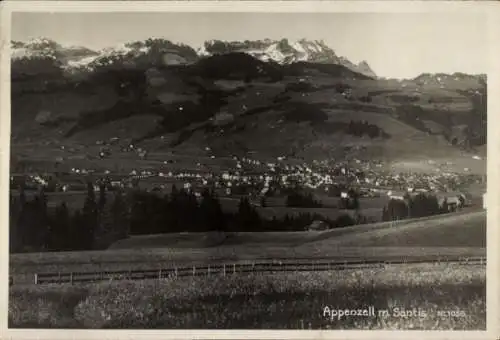 Foto Ak Appenzell Stadt Kanton Innerrhoden, Panorama mit Säntis