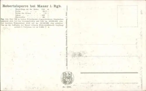 Ak Pilchowice Mauer Wleń Lähn Schlesien, Bobertalsperre, Mauer