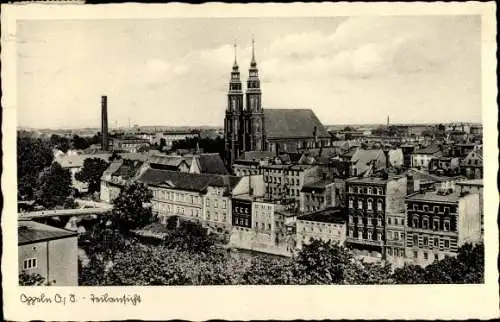 Ak Opole Oppeln Schlesien, Teilansicht der Stadt, Kirche, Gebäude