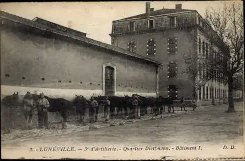 Ak Luneville Meurthe et Moselle, 3. d'Artillerie, Quartier Diettmann, Bàtiment 1.