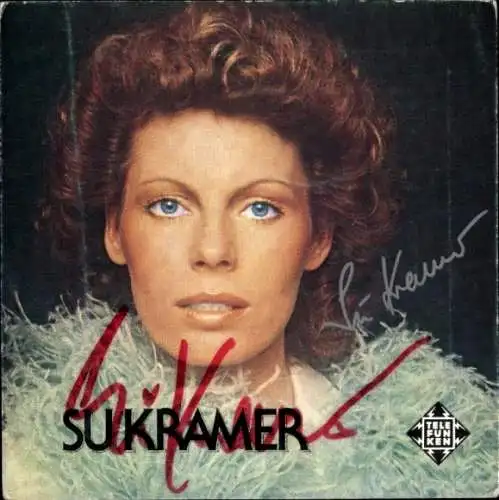 Autogrammkarte Sängerin Su Kramer, Portrait, Telefunken, Autogramm