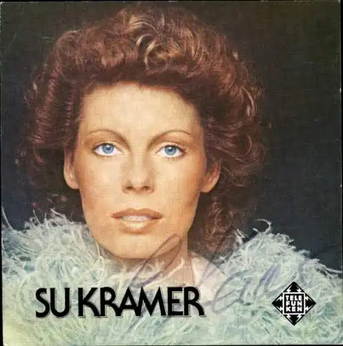 Autogrammkarte Sängerin Su Kramer, Portrait, Telefunken, Autogramm