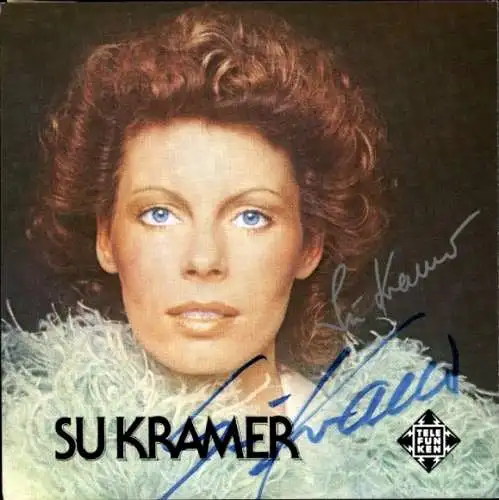 Autogrammkarte Sängerin Su Kramer, Portrait, Telefunken, Autogramm