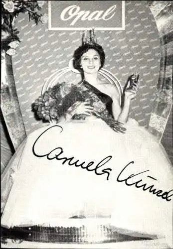 Ak Miss Germany 1959, Carmela Künzel, Reklame Opal, Portrait, Autogramm