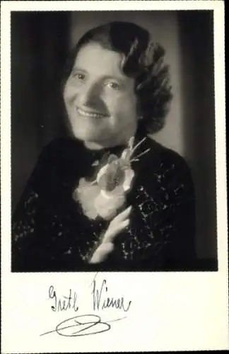 Ak Schauspielerin Gretl Wiener, Portrait, Autogramm