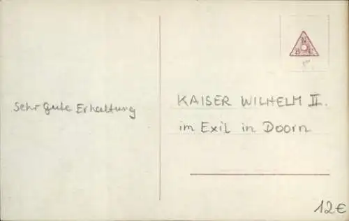 Ak Kaiser Wilhelm II. im Exil in Doorn, Portrait mit Zigarette