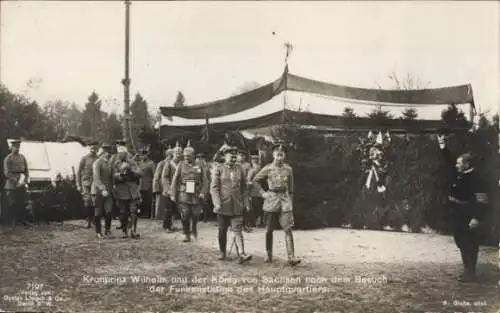 Ak Kronprinz Wilhelm von Preußen und König Friedrich August III. von Sachsen, Funkerstation