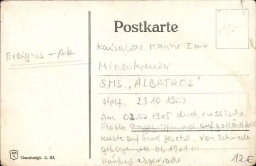 Künstler Ak Deutsches Kriegsschiff, SMS Albatros am Strand von Gotland auflaufend