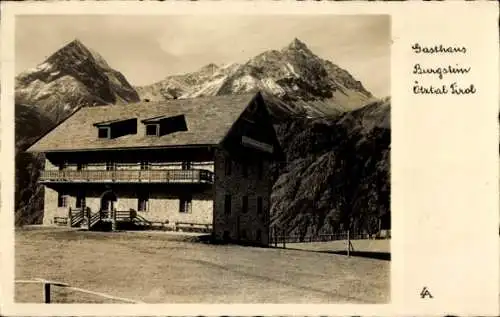 Ak Ötztal Tirol, Gasthaus Burgstein mit Gebirge im Hintergrund