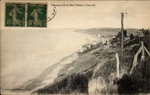 Ak Villers sur Mer Calvados, Panorama de la Cote Villers a Trouville