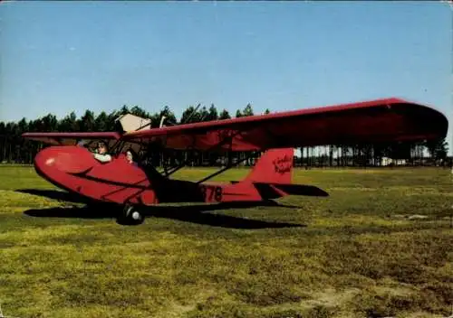 Ak Curtiss Wright Pusher Type 1931, USA, Rotes Flugzeug