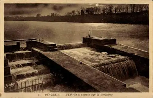 Ak Bergerac Dordogne, L'Echelle a poisson sur la Dordogne