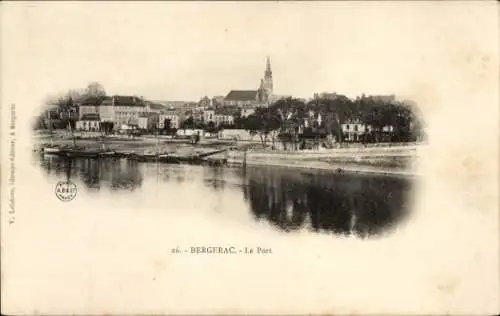 Ak Bergerac Dordogne, Teilansicht, Hafen