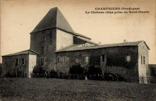 Ak Champniers Dordogne, Schloss, Blick von Nordwesten