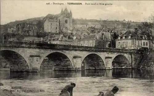 Ak Terrasson Dordogne, Pont neuf, Rive gauche