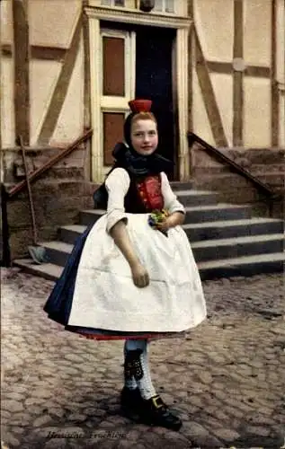 Ak Mädchen in Hessischer Volkstracht