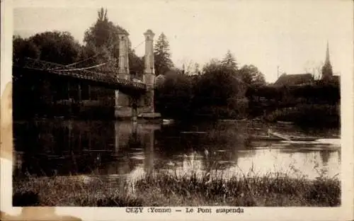 Ak Cézy Yonne, pont suspendu