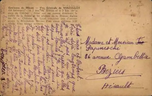 Ak Vinzelles Saône et Loire, Gesamtansicht