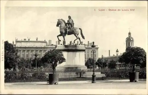 Ak Lyon Rhône, Statue von Ludwig XIV