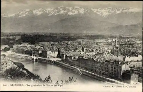 Ak Grenoble-Isère, Gesamtansicht, Alpen