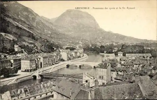 Ak Grenoble-Isère, Panorama des Quais und St. Eynard