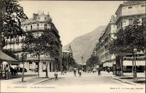 Ak Grenoble-Isère, Boulevard Gambetta