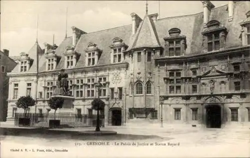 Ak Grenoble-Isère, Gerichtsgebäude, Bayard-Statue