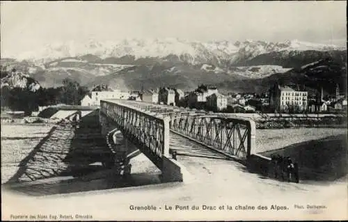 Ak Grenoble-Isère, Pont du Drac, Alpen