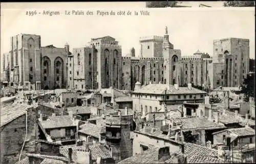 Ak Avignon-Vaucluse, Papstpalast auf der Stadtseite