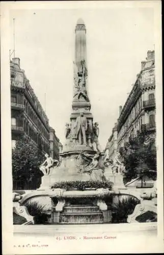 Ak Lyon Rhône, Carnot-Denkmal