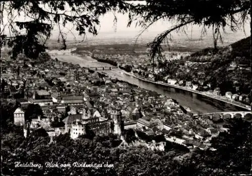 Ak Heidelberg am Neckar, Totalansicht, Blick vom Rindenhäuschen