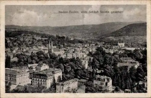 Ak Baden Baden am Schwarzwald, Totalansicht, Blick vom Schloss Solms