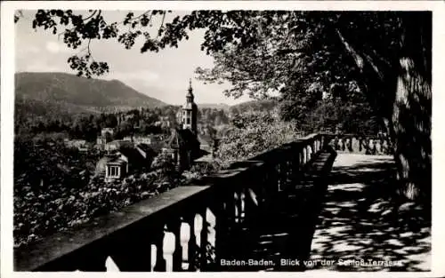 Ak Baden Baden am Schwarzwald, Blick von der Schloss-Terrasse