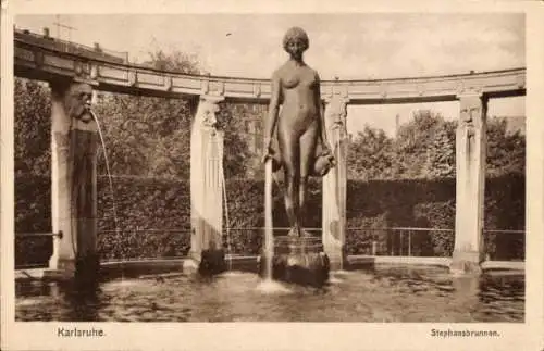 Ak Karlsruhe in Baden, Stephansbrunnen, Frauenstatue