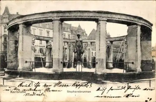 Ak Karlsruhe in Baden, Stephansbrunnen, Frauenstatue