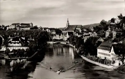 Ak Tübingen am Neckar, Blick auf Schloss und Stiftskirche, Neckar