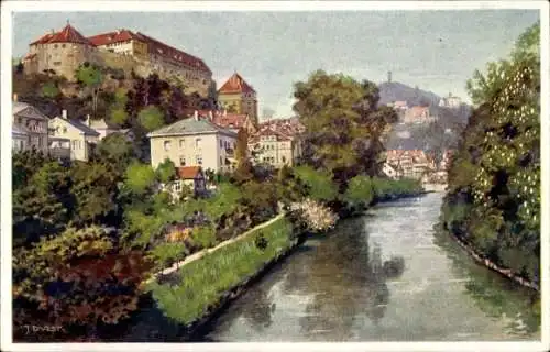 Künstler Ak Durst, J., Tübingen am Neckar, Blick von der Alleenbrücke