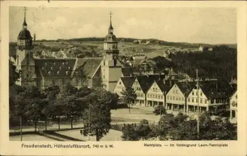 Ak Freudenstadt im Schwarzwald, Lawn-Tennisplatz, Marktplatz