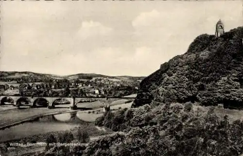 Ak Bommern Witten an der Ruhr, Panorama, Bergerdenkmal, Brücke