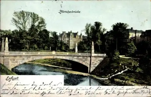 Ak Erfurt in Thüringen, Pförtchenbrücke, Fluss, Wohnhäuser